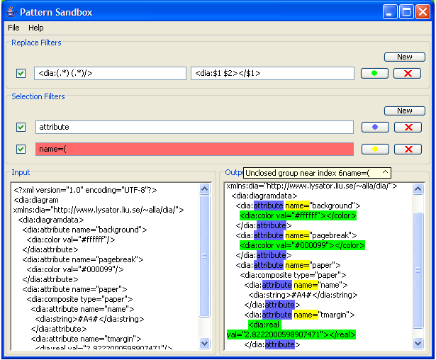 Screenshot of Pattern Sandbox in action